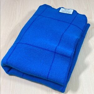 Vintage Faribault Woolen Mill Faribo Wool Throw Blanket in Blue Windowpane Plaid